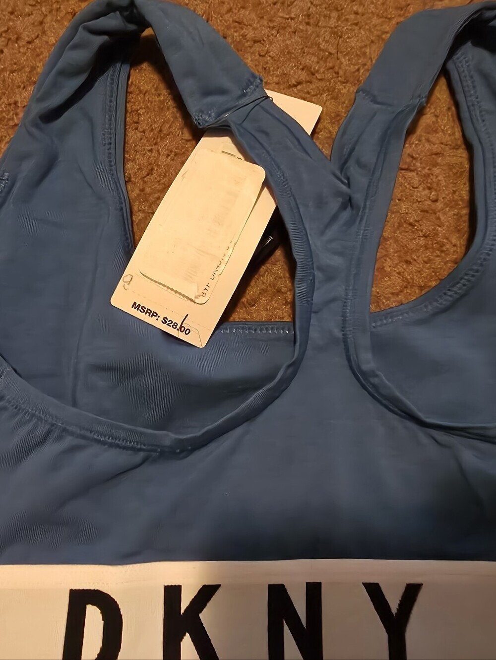 NWT-DKNY  Blue Sports Bra with Logo Band - Picture 14 of 16